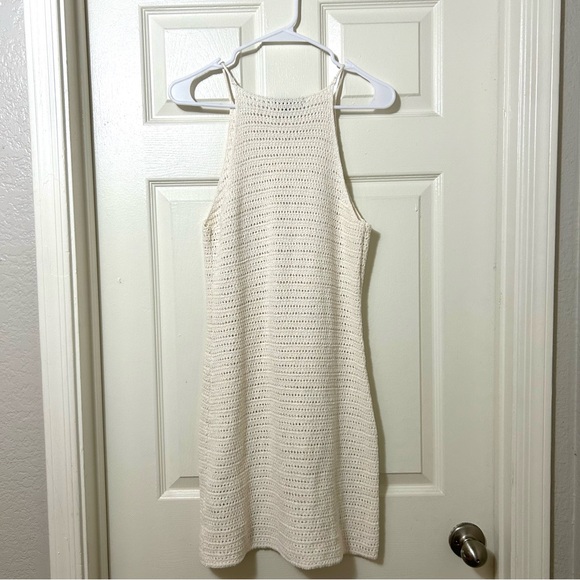 BANANA REPUBLIC Halter Crochet Midi Dress Ivory White Beach Coastal Size XS - Picture 3 of 11